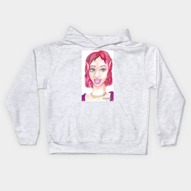 Fairies Fairy Woman Elf Girl Redhead Red Haired Princess Pearls Woman Kids Hoodie by pegacorna